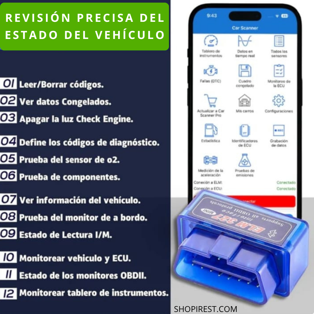 Scanner Automotriz con Bluetooth OBD II
