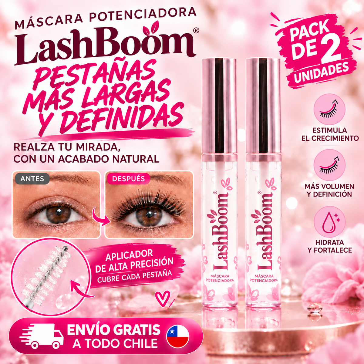 PACK 2 UNIDADES: Máscara Potenciadora de Pestañas LASHBOOM®