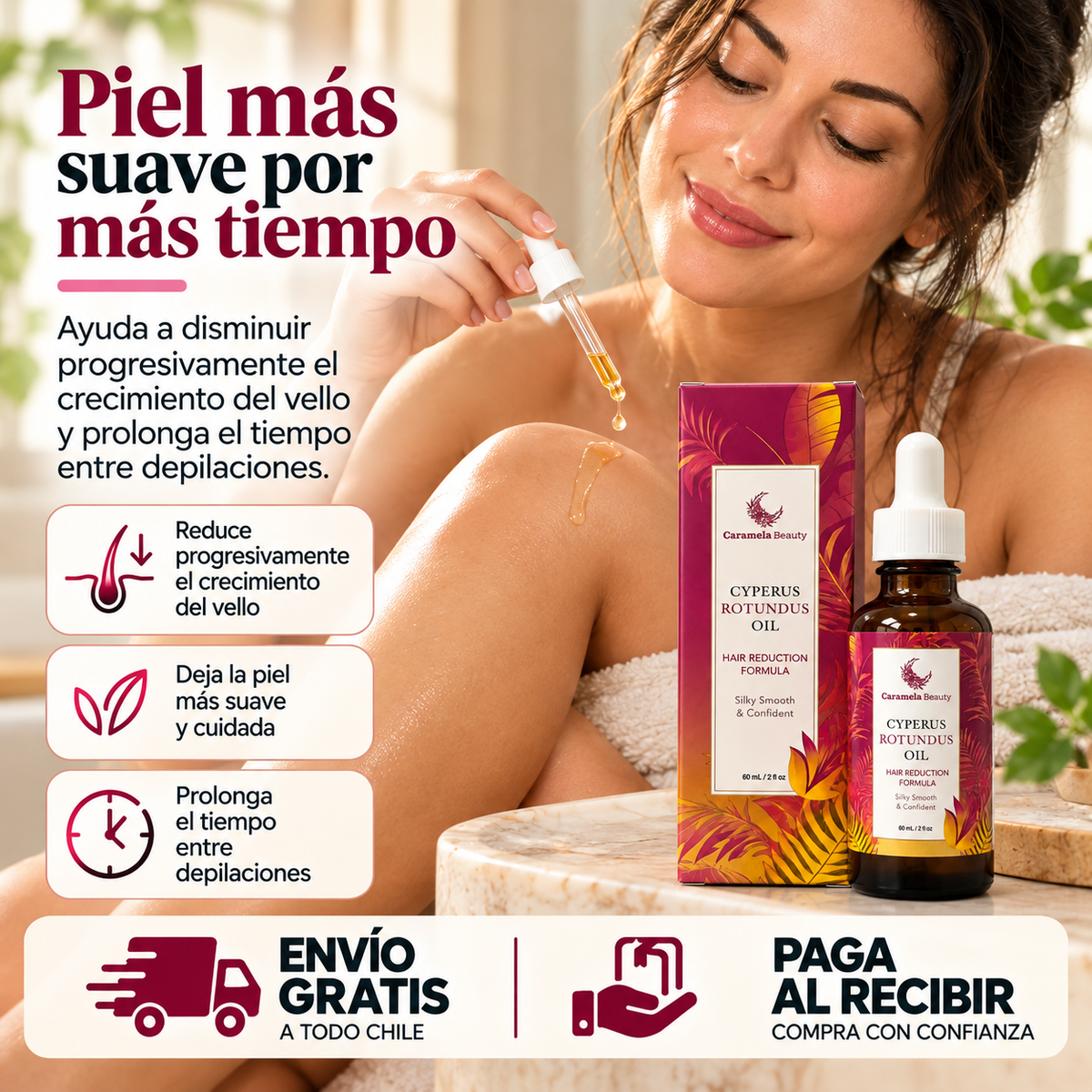 Aceite Reductor de Vello Corporal: CYPERUS ROTUNDUS OIL 60ml
